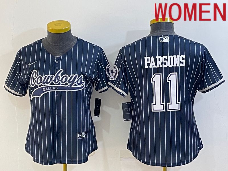 Women Dallas Cowboys #11 Parsons Blue stripe 2022 Nike Co branded NFL Jerseys